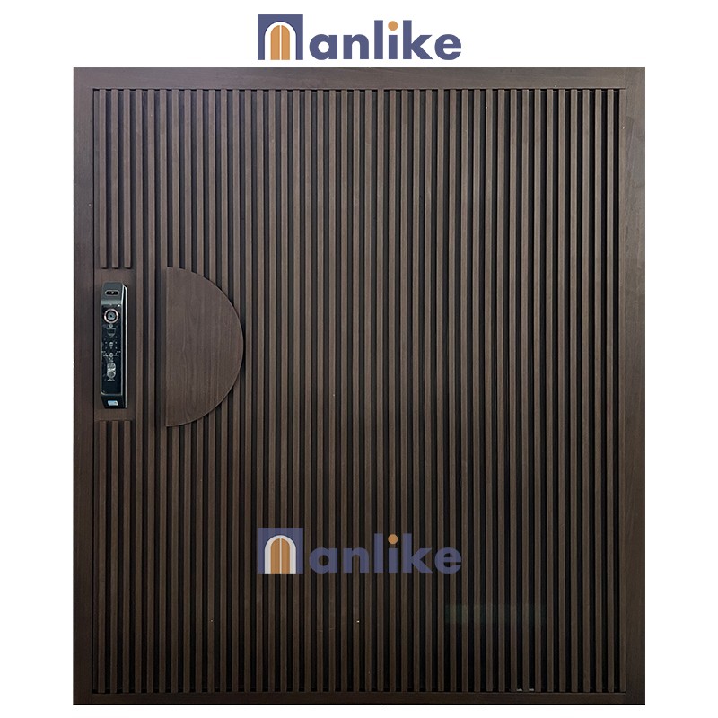 Aluminum batten Black Walnut Wooden Look Door