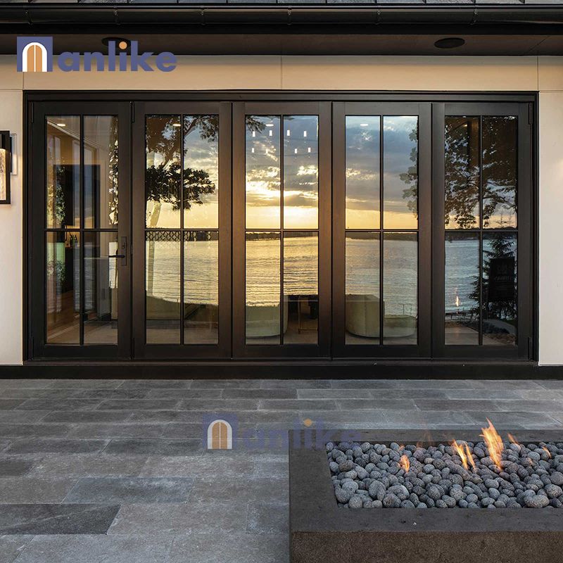 grille aluminum glass folding door