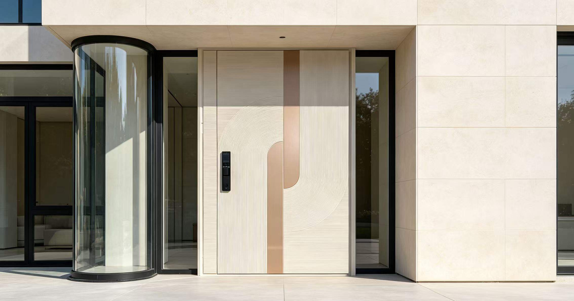 Projet américain pour un client réel : Installation d’une porte d’entrée sur mesure entièrement en aluminium pour une villa