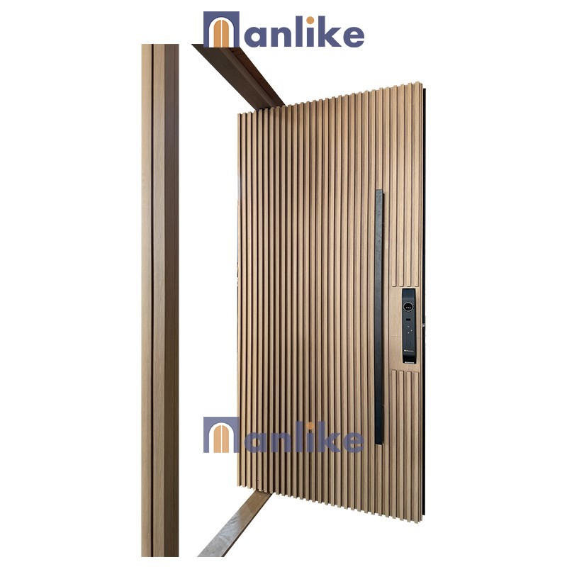 custom size wood grain aluminium entry door for builders
